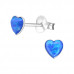 Silver Heart Ear Studs with Synthetic Opal