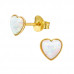 Silver Heart Ear Studs with Synthetic Opal