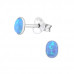 Silver Oval Ear Studs with Synthetic Opal