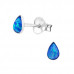 Silver Pear Ear Studs with Synthetic Opal