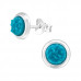 Round Sterling Silver Ear Studs with Druzy Stone