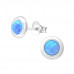 Silver Round Ear Studs with Synthetic Opal