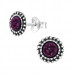 Round Sterling Silver Ear Studs with Druzy Stone