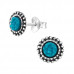 Round Sterling Silver Ear Studs with Druzy Stone