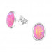 Silver Oval Ear Studs with Synthetic Opal