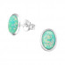 Silver Oval Ear Studs with Synthetic Opal