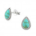 Silver Pear Ear Studs with Imitation Stone