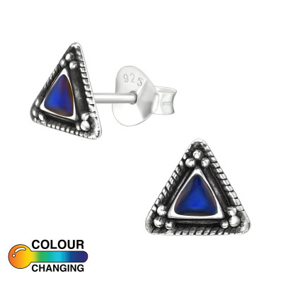 Silver Triangle Mood Ear Studs