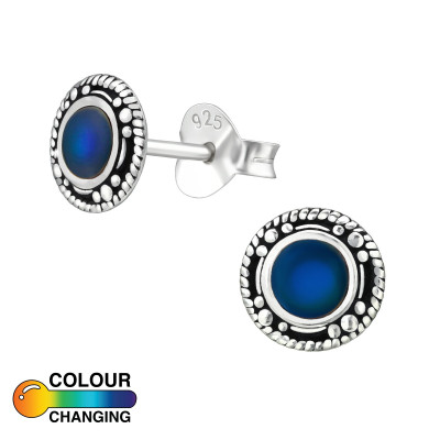 Silver Oxidized Mood Ear Studs