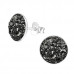 Silver Round Ear Studs with Druzy