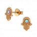 Silver Hamsa Ear Studs with Synthetic Opal