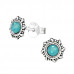 Silver Oxidized Ear Studs with Imitation Opal