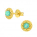 Silver Star Ear Studs with Synthetic Opal