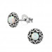 Silver Oxidized Star Ear Studs with Imitation opal