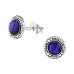 Silver Antique Ear Studs with Imitation Stone and Epoxy