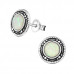 Silver Round Oxidized Ear Studs with Imitation Opal