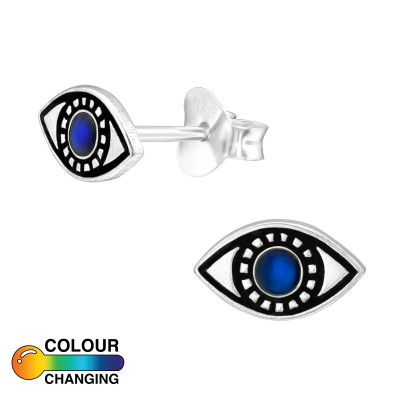 Silver Evil Eye Mood Ear Studs