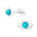 Silver Evil Eye Ear Studs with Imitation Opal