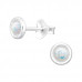 Silver Round Ear Studs with Synthetic Opal