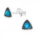 Silver Geometric Ear Studs with Imitation Opal