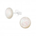 Round Sterling Silver Ear Studs with Shell Imitation Stone