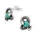 Silver Snake Ear Studs with Imitation Stone