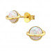 Saturn Sterling Silver Ear Studs with Imitation Opal