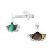 Leaf Sterling Silver Ear Studs with Abalone Shell