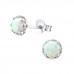 Silver Round Ear Studs with Synthetic Opal