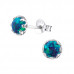 Silver Round Ear Studs with Synthetic Opal