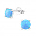 Silver Round Ear Studs with Synthetic Opal