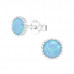 Silver Round Ear Studs with Synthetic Opal