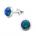 Silver Round Ear Studs with Synthetic Opal