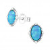 Silver Oval Ear Studs with Synthetic Opal