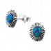 Silver Flower Ear Studs with Synthetic Opal