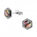 Silver Hexagonal Ear Studs with Epoxy and Imitation Stone