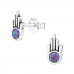 Silver Hamsa Ear Studs with Synthetic Opal