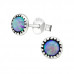 Silver Round Ear Studs with Synthetic Opal