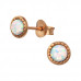 Silver Round Ear Studs with Synthetic Opal