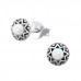 Silver Round Ear Studs with Synthetic Opal