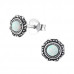 Silver Round Ear Studs with Synthetic Opal