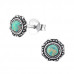 Silver Round Ear Studs with Synthetic Opal