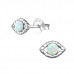 Silver Evil Eye Ear Studs with Synthetic Opal