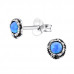 Silver Shell Ear Studs with Synthetic Opal