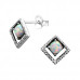 Silver Square Ear Studs with Synthetic Opal