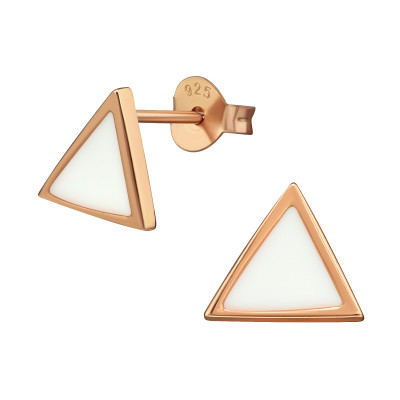 Silver Triangle Ear Studs with Epoxy