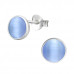 Silver Round Ear Studs with Cat Eye