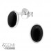 Silver Oval Ear Studs with Semi Precious Natural Stone