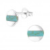 Silver Round Ear Studs with Imitation Stone 