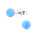 Silver Ball Ear Studs with 4mm Synthetic Opal